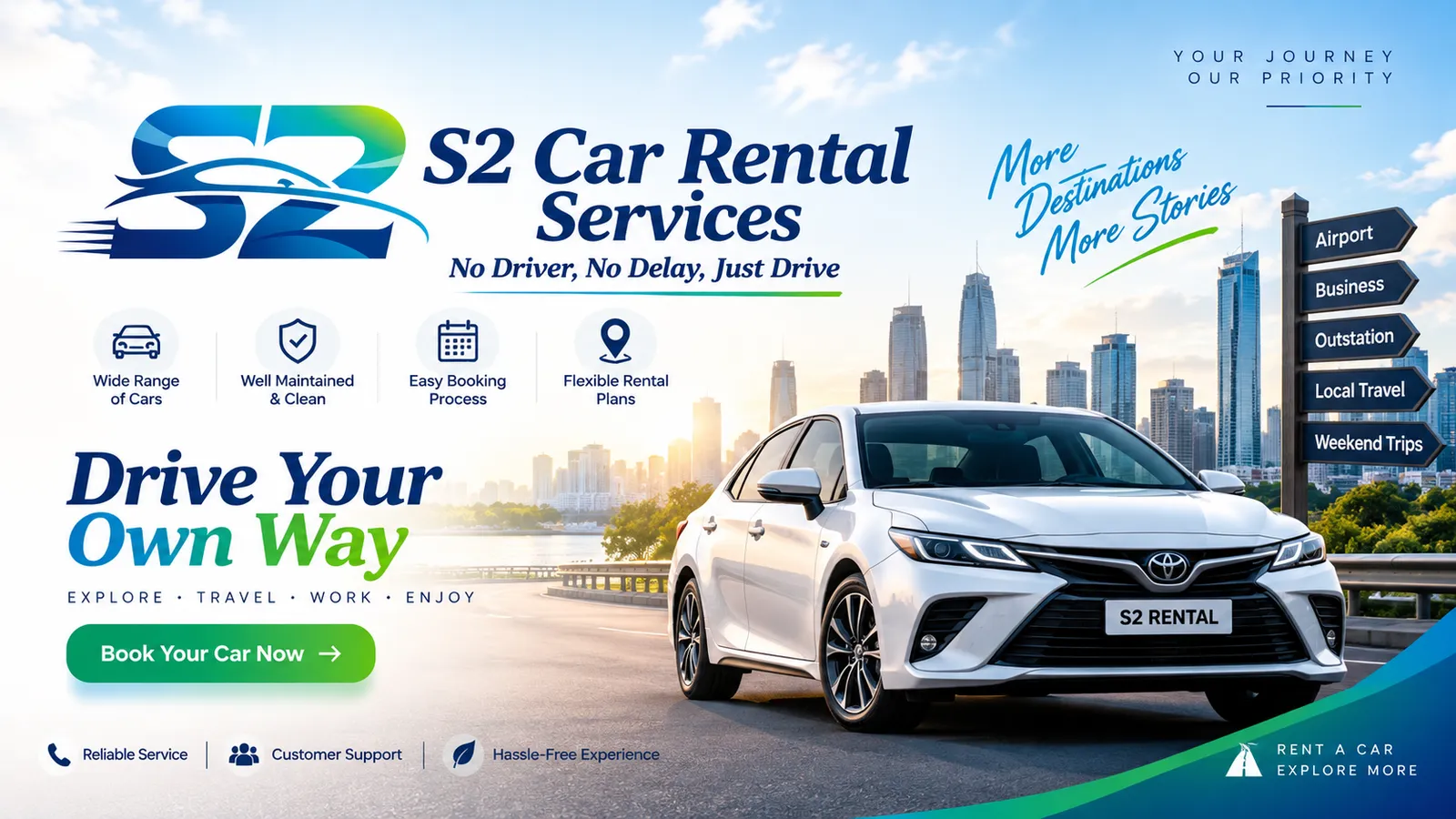Drive your own way — self-drive car rental in Indore with S2 Car Rental Services